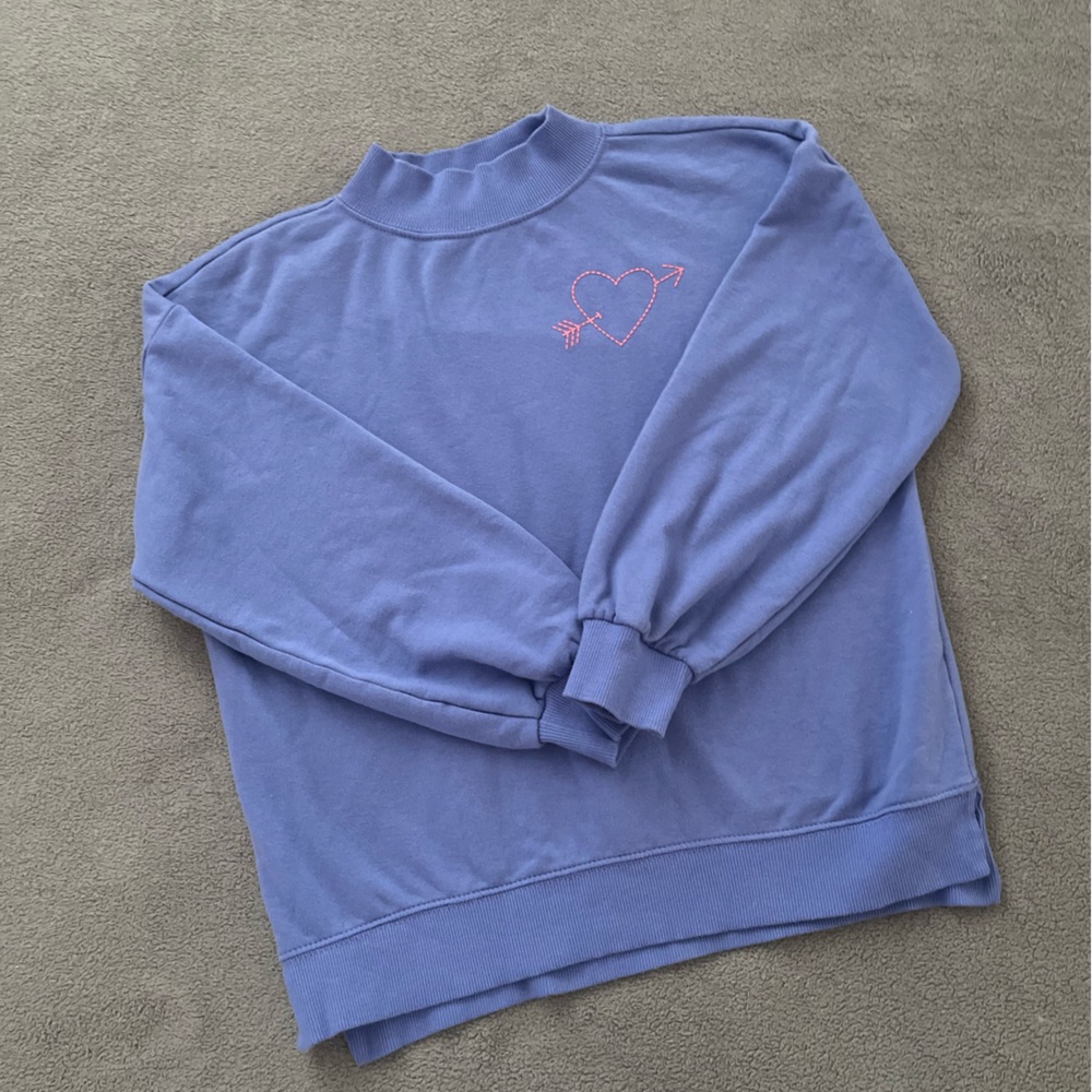 Old Navy Kids Blue Sweater with Pink Heart Design